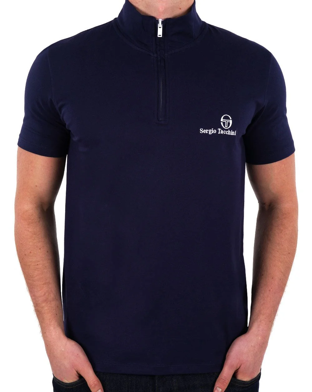 Sergio Tacchini Daytone 1/4 Zip Top Navy Blue - Image 2