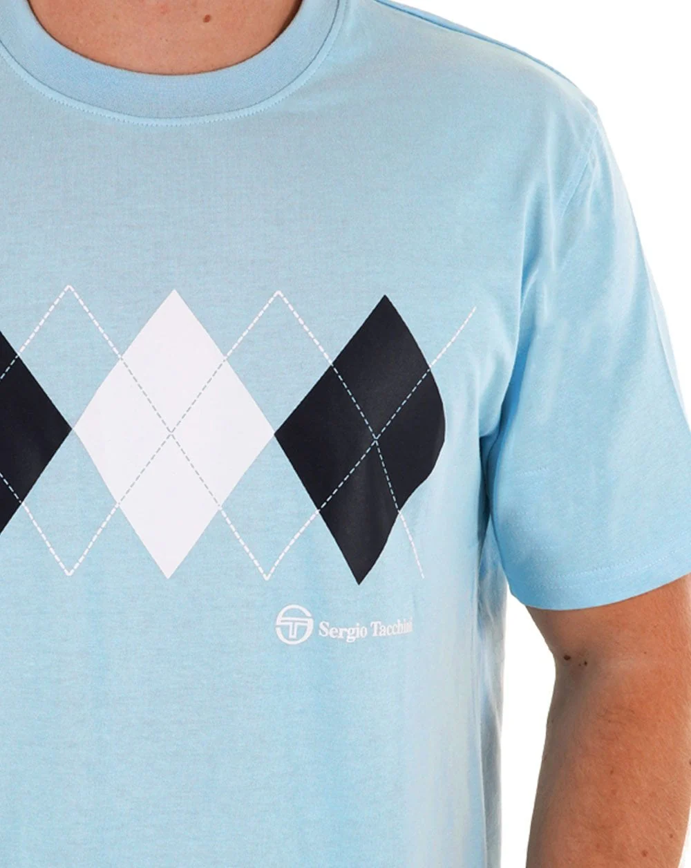 Sergio Tacchini Diamond T Shirt Sky/White/Navy - Image 2