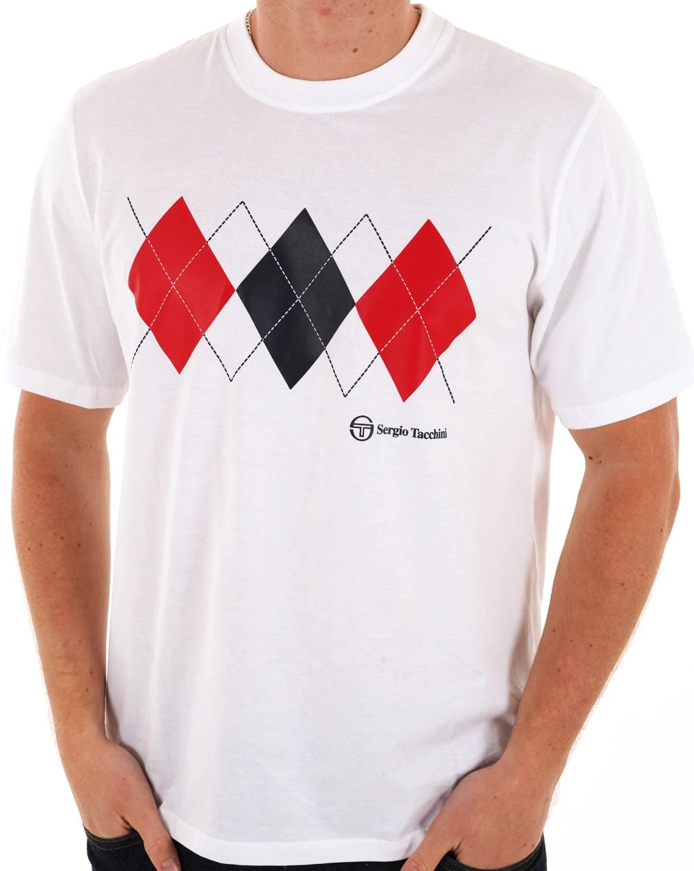 Sergio Tacchini Diamond T Shirt White/Navy/Red - Image 2