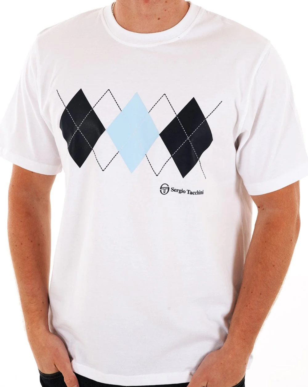 Sergio Tacchini Diamond T Shirt White/Sky/Navy - Image 2