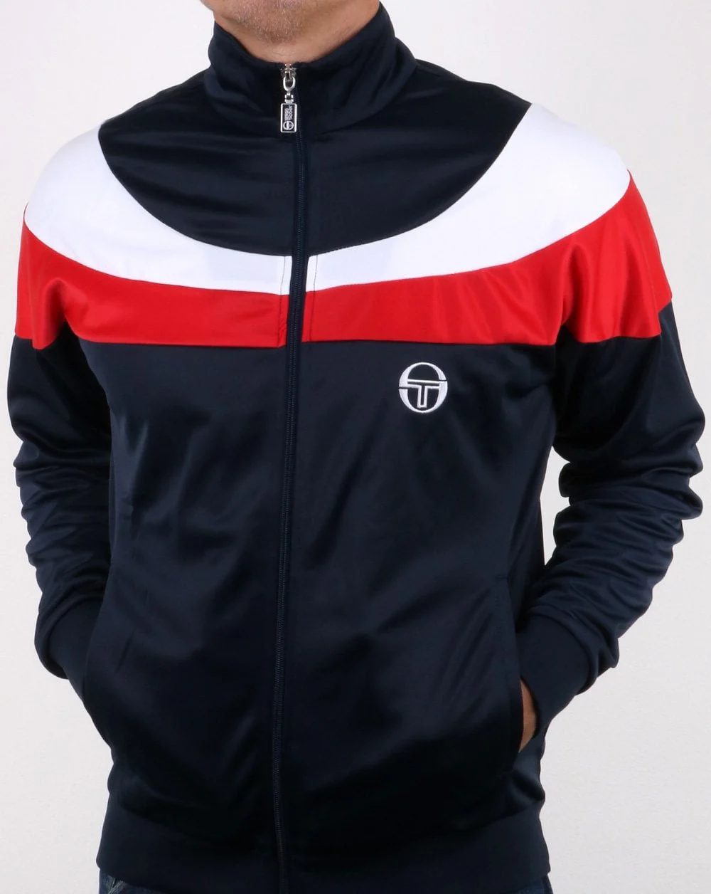 Sergio Tacchini Fohn Track Top Navy/white - Image 3