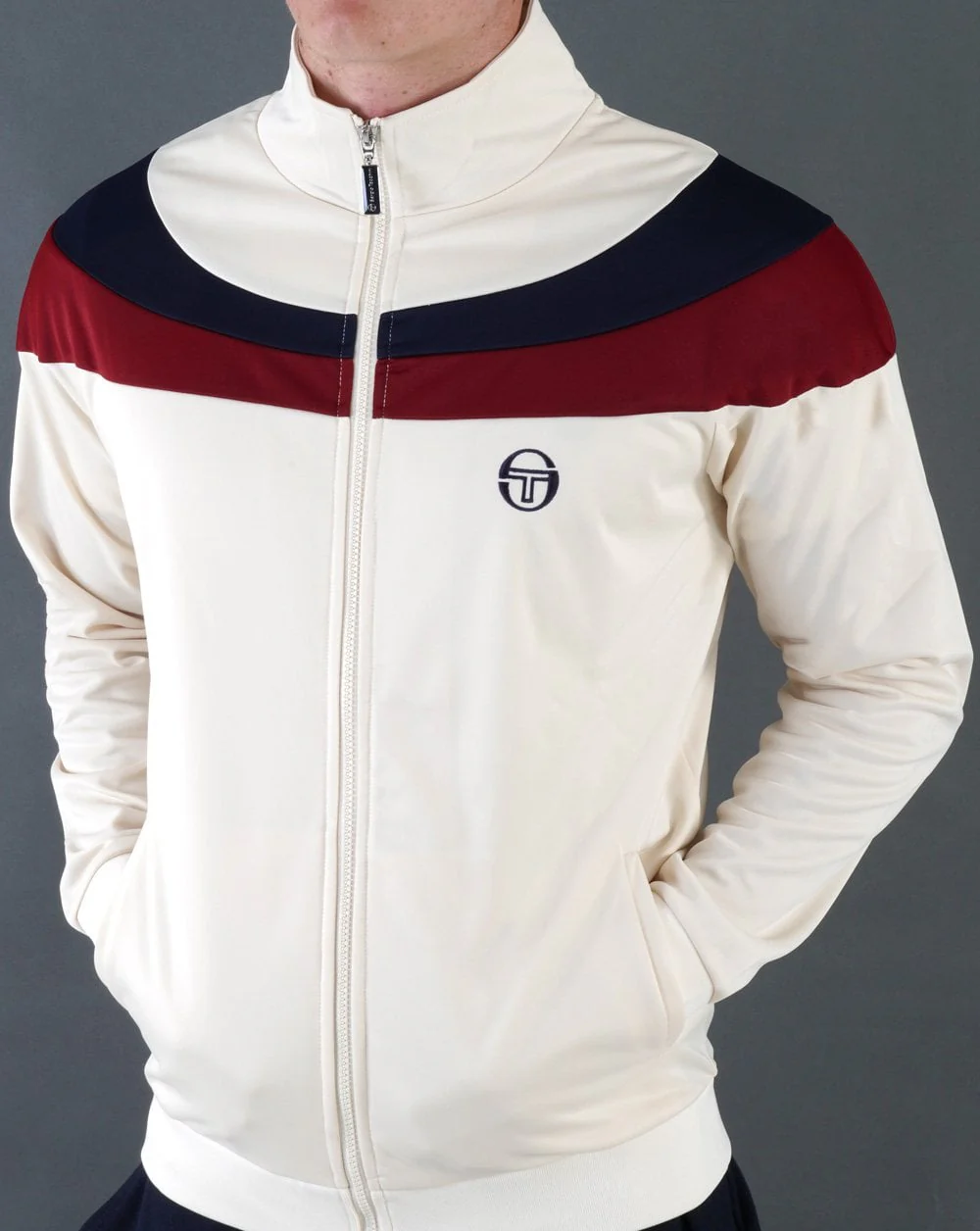 Sergio Tacchini Fohn Track Top Off White/Navy Blue - Image 2