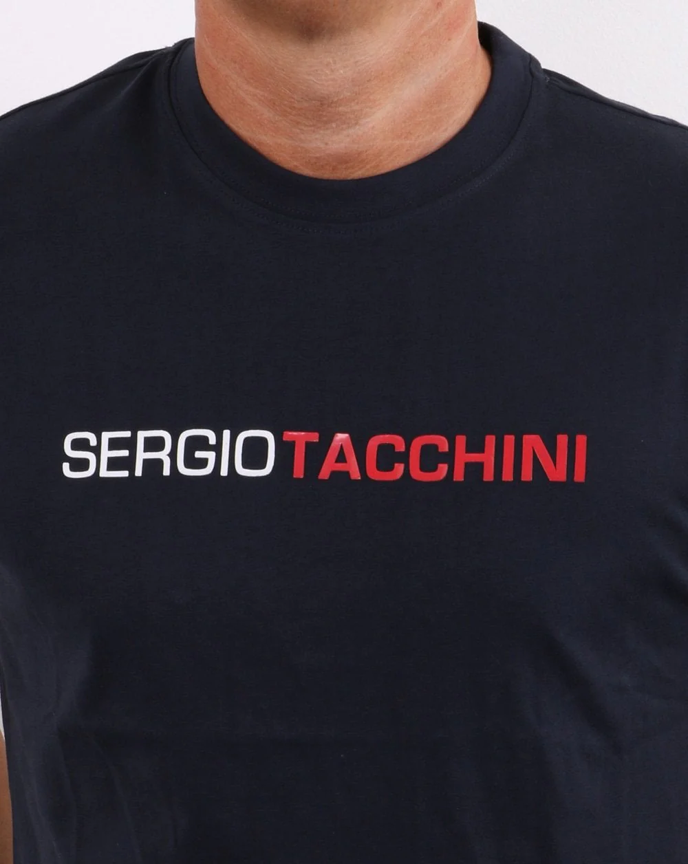 Sergio Tacchini Linear Logo T Shirt Navy/White/Red - Image 2