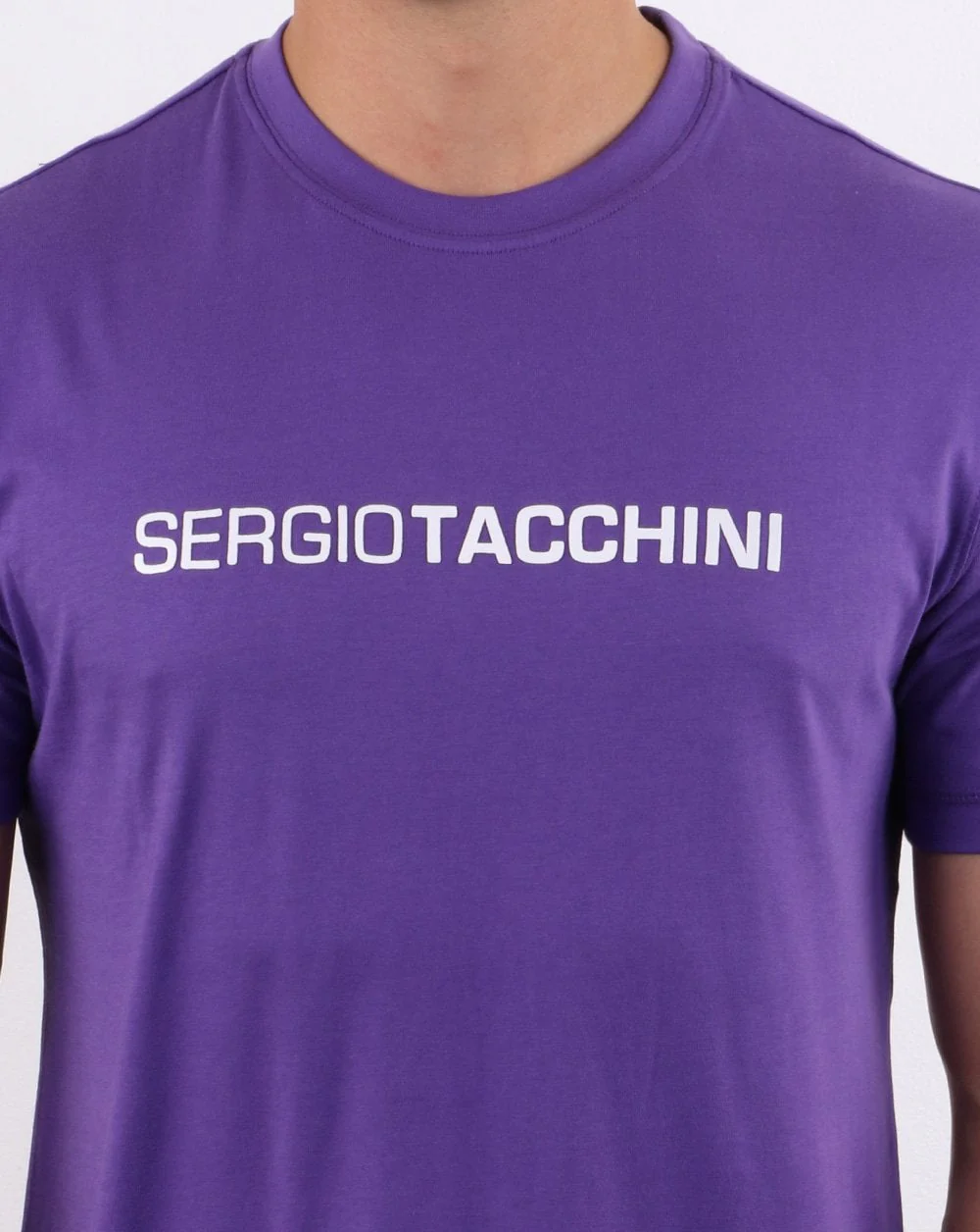 Sergio Tacchini Linear Logo T Shirt Purple/White - Image 2
