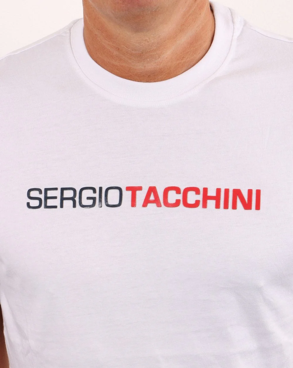 Sergio Tacchini Linear Logo T Shirt White/Navy/Red - Image 2