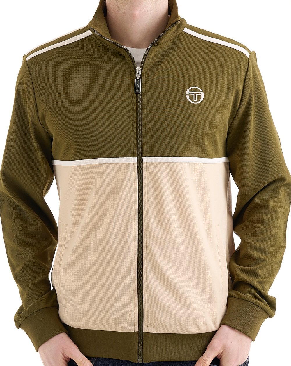 Sergio Tacchini Locchi Track Top Dark Olive / Sand - Image 4