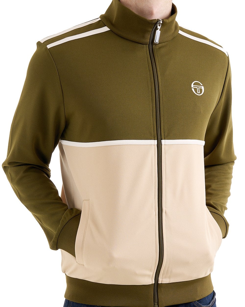 Sergio Tacchini Locchi Track Top Dark Olive / Sand - Image 6