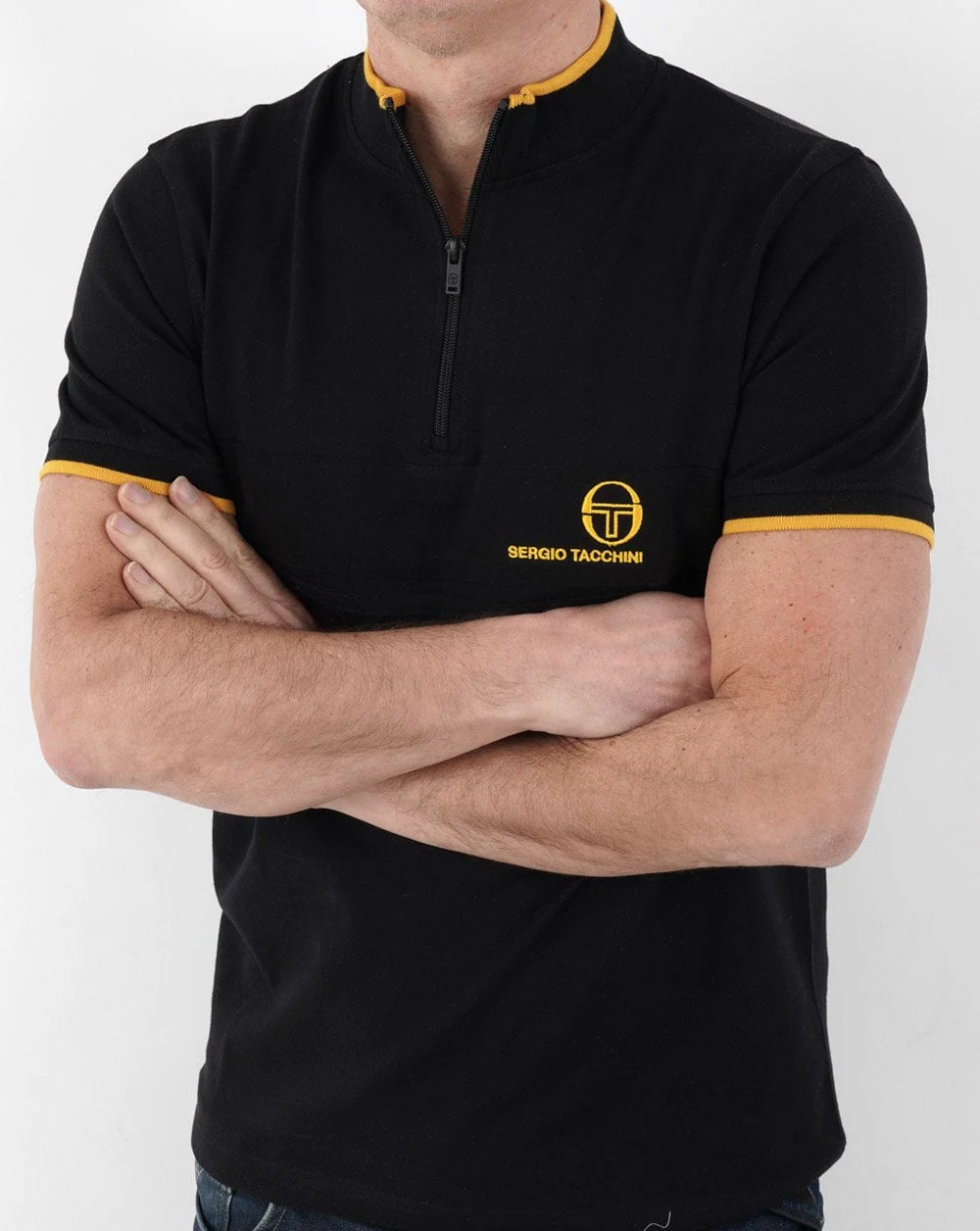 Sergio Tacchini Masters 1/4 Zip Polo Black/Gold - Image 2