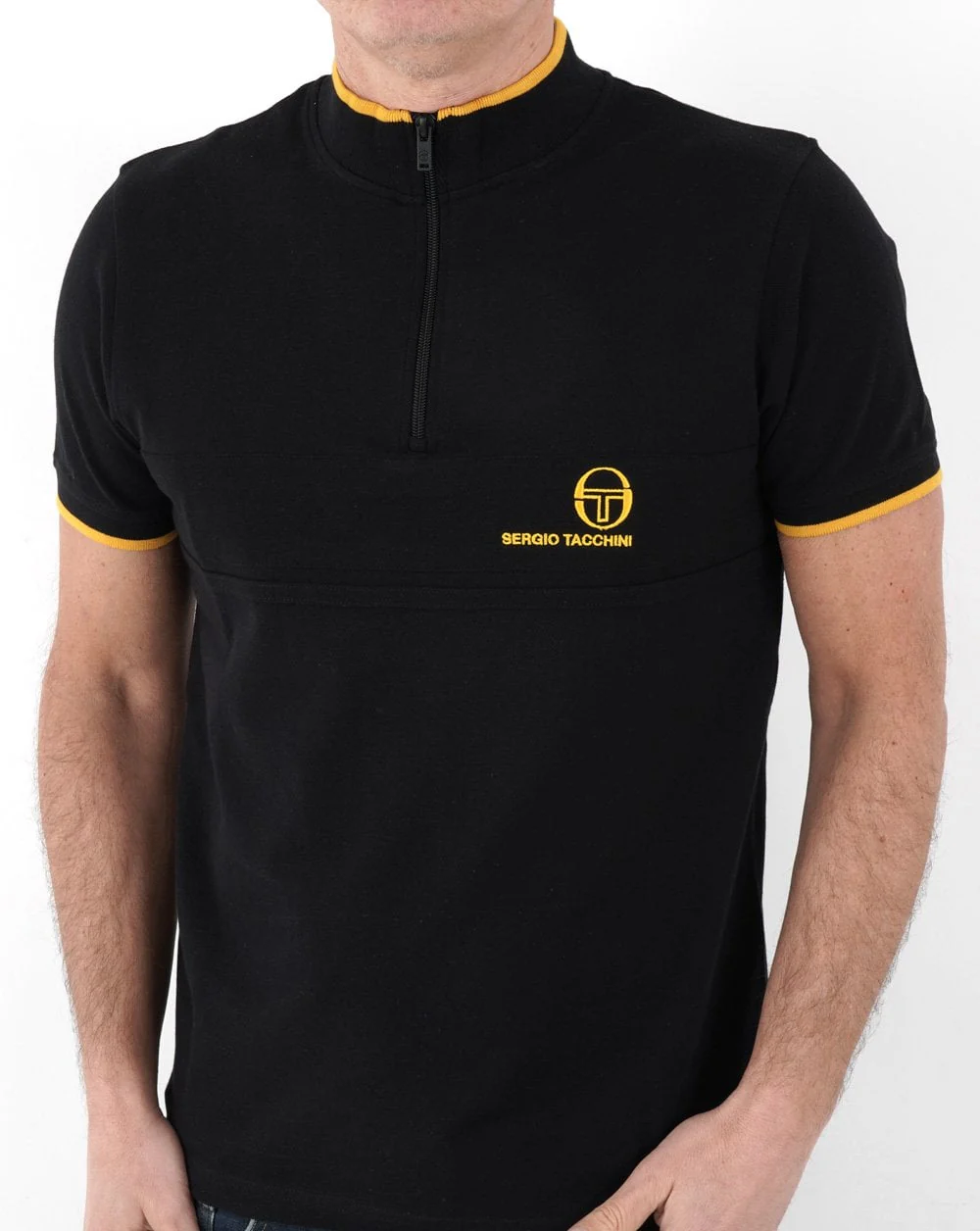 Sergio Tacchini Masters 1/4 Zip Polo Black/Gold - Image 3