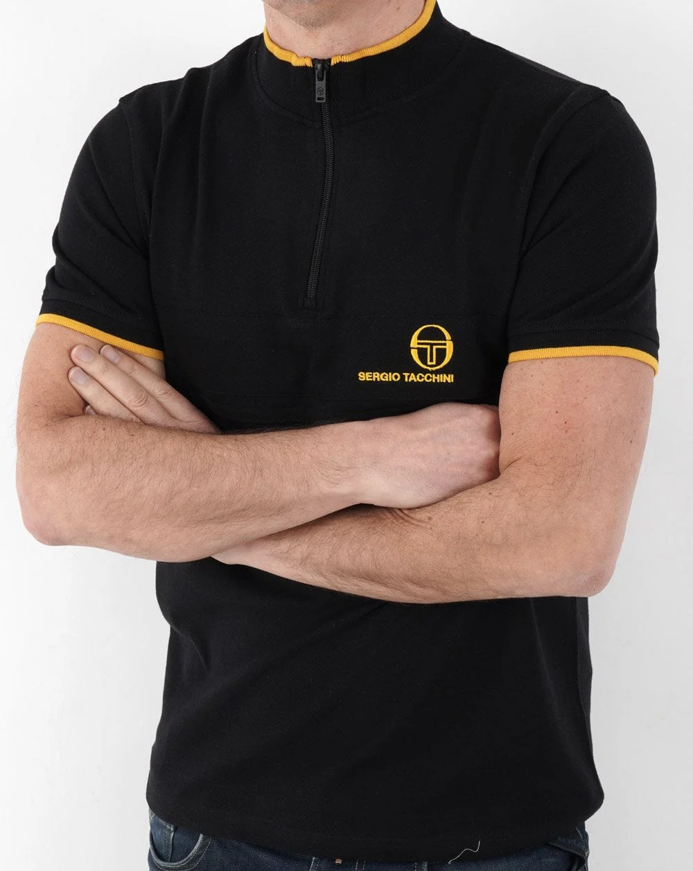 Sergio Tacchini Masters 1/4 Zip Polo Black/Gold - Image 4