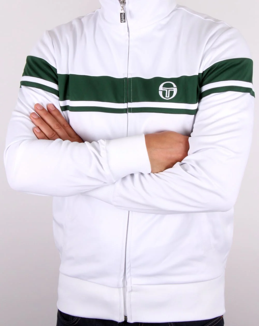 Sergio Tacchini Masters II Track Top White/Green - Image 3