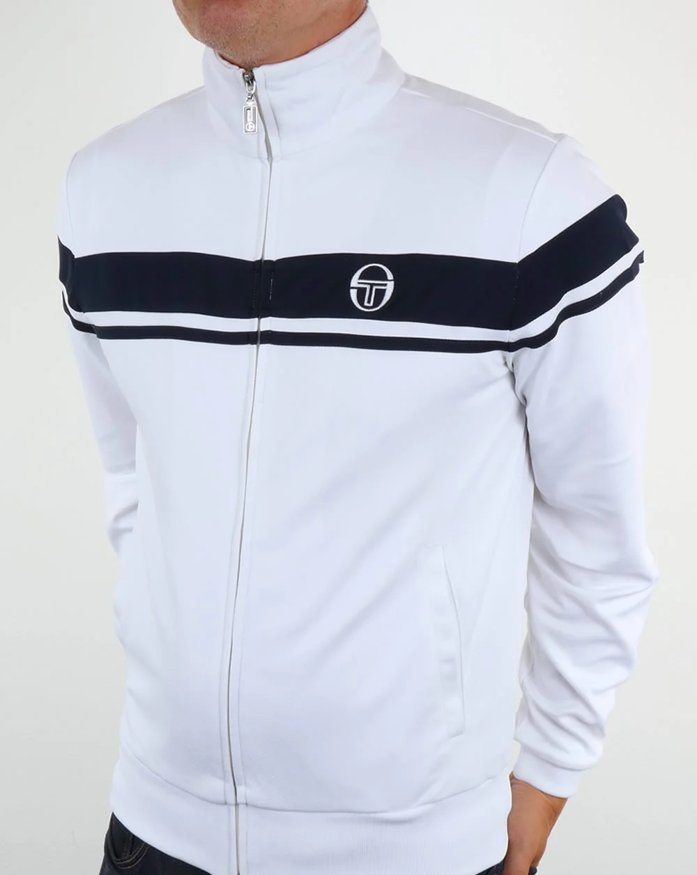 Sergio Tacchini Masters II Track Top White/Navy - Image 4