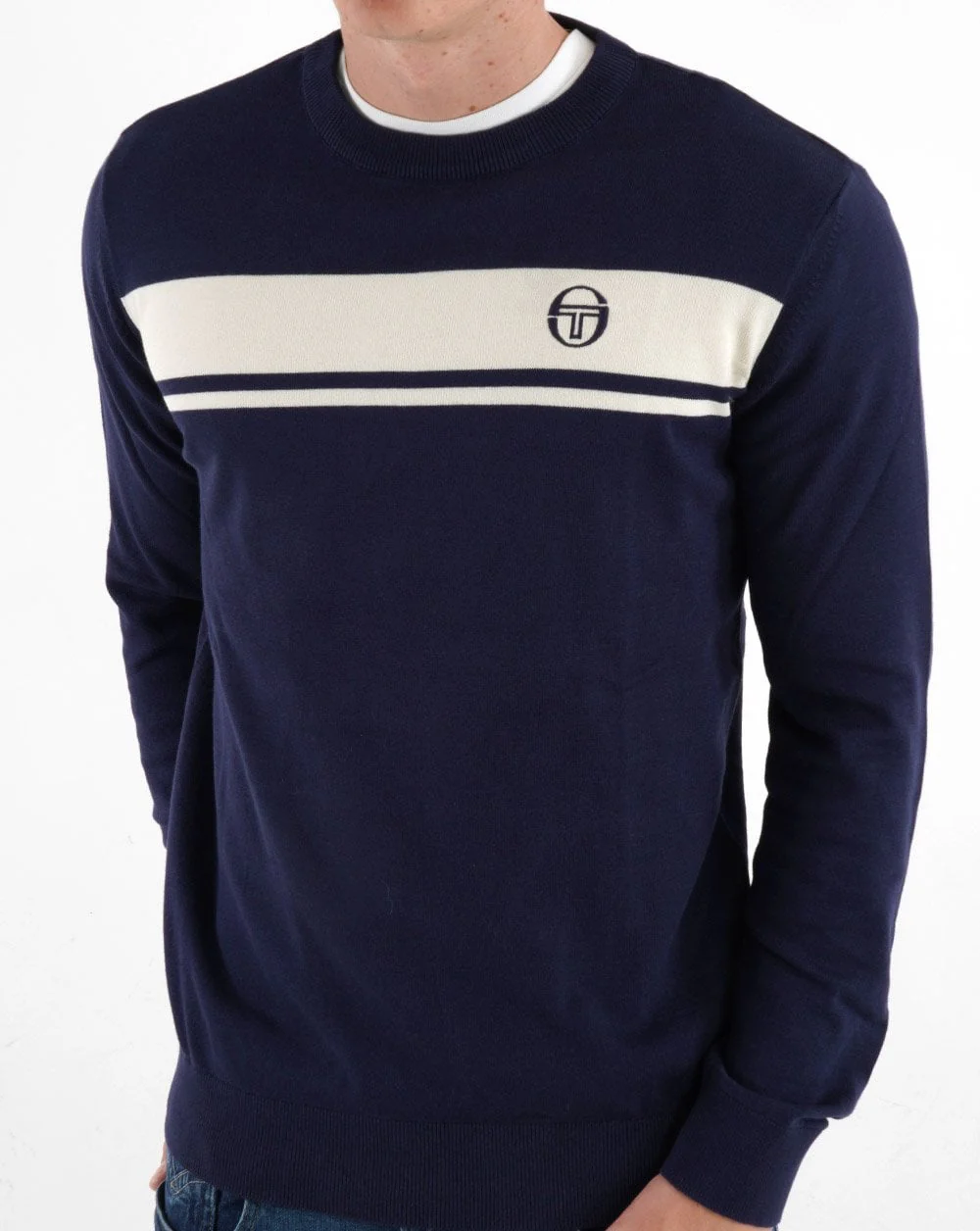 Sergio Tacchini Masters Knitted Jumper Navy Blue/White - Image 3