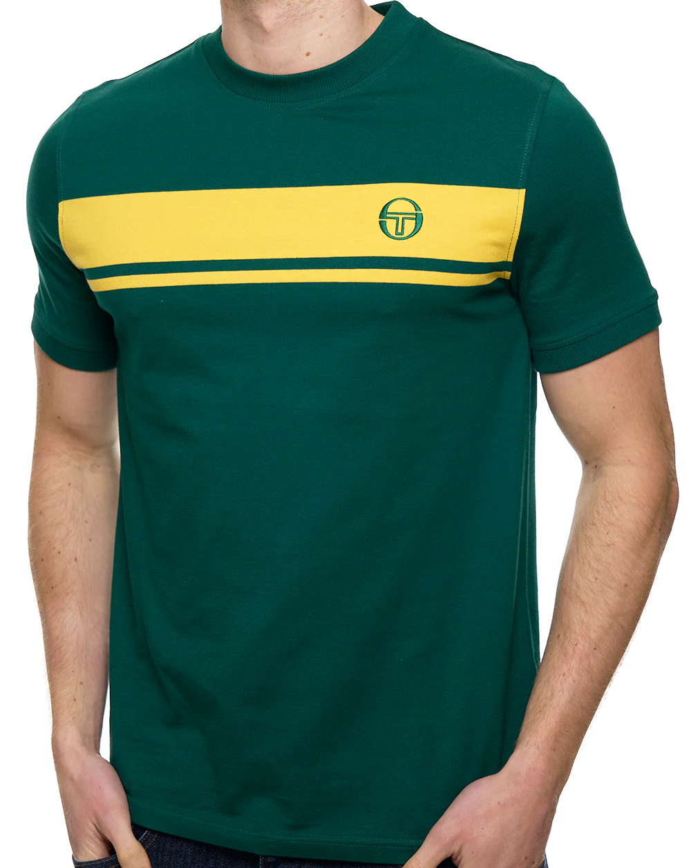 Sergio Tacchini Masters T Shirt Deep Green/Yellow - Image 2