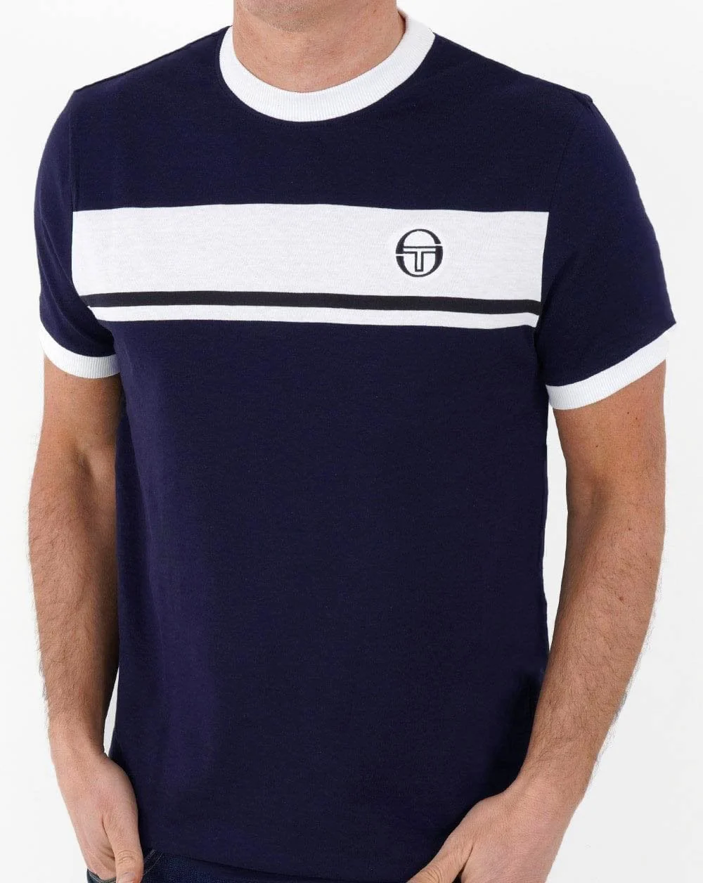 Sergio Tacchini Masters T Shirt Navy Blue/White