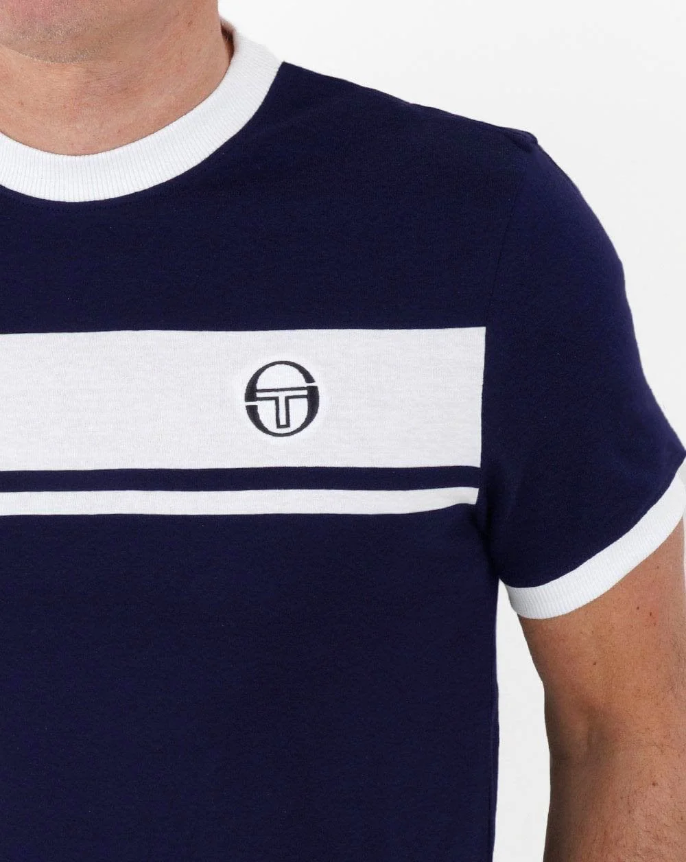 Sergio Tacchini Masters T Shirt Navy Blue/White - Image 2