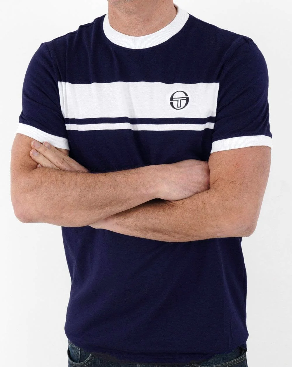 Sergio Tacchini Masters T Shirt Navy Blue/White - Image 4