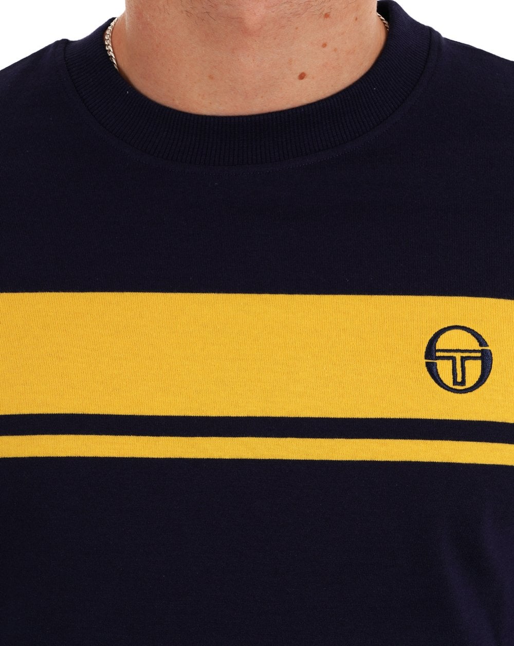 Sergio Tacchini Masters T Shirt Navy Blue/Yellow - Image 2