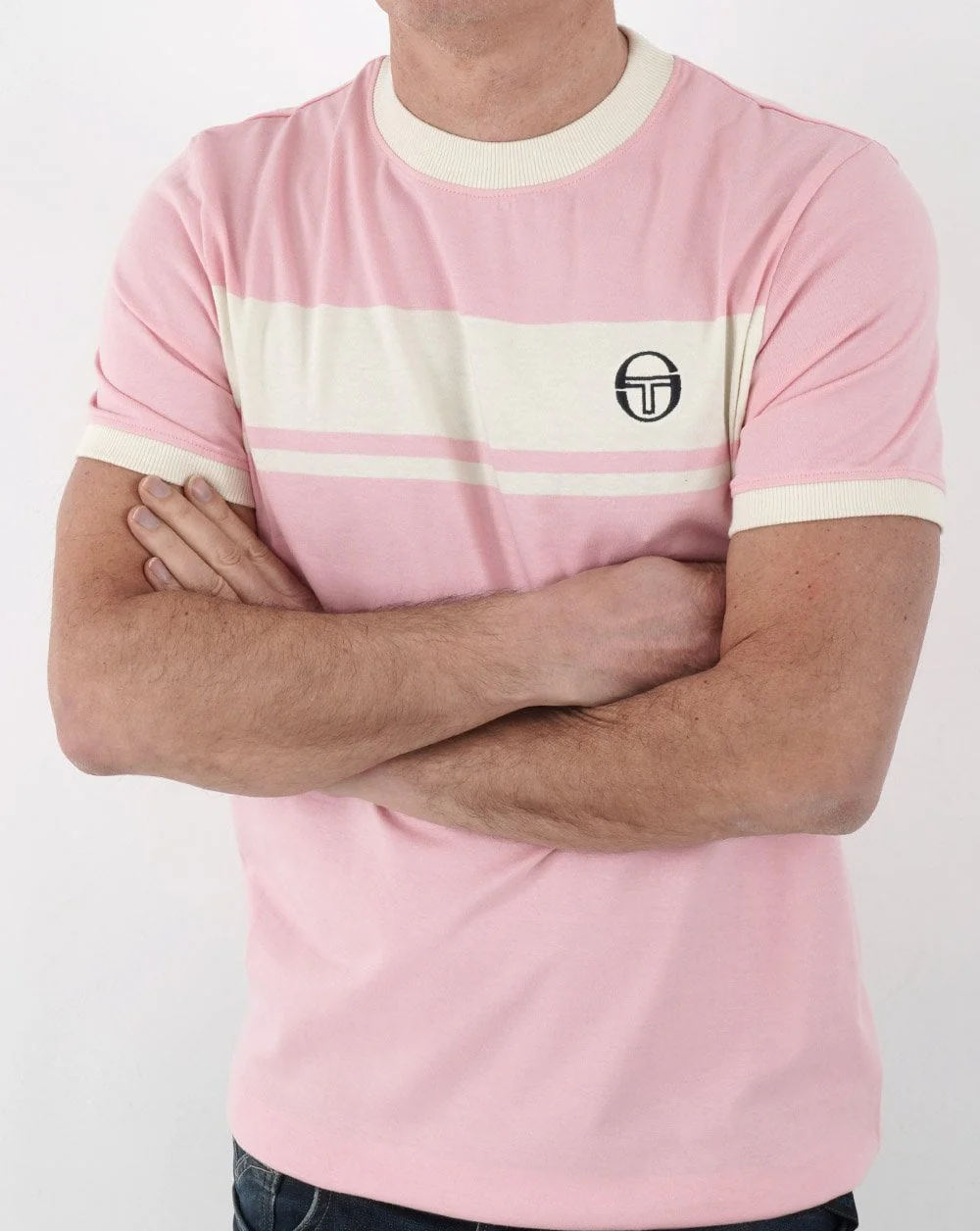 Sergio Tacchini Masters T Shirt Pink/Cream - Image 3