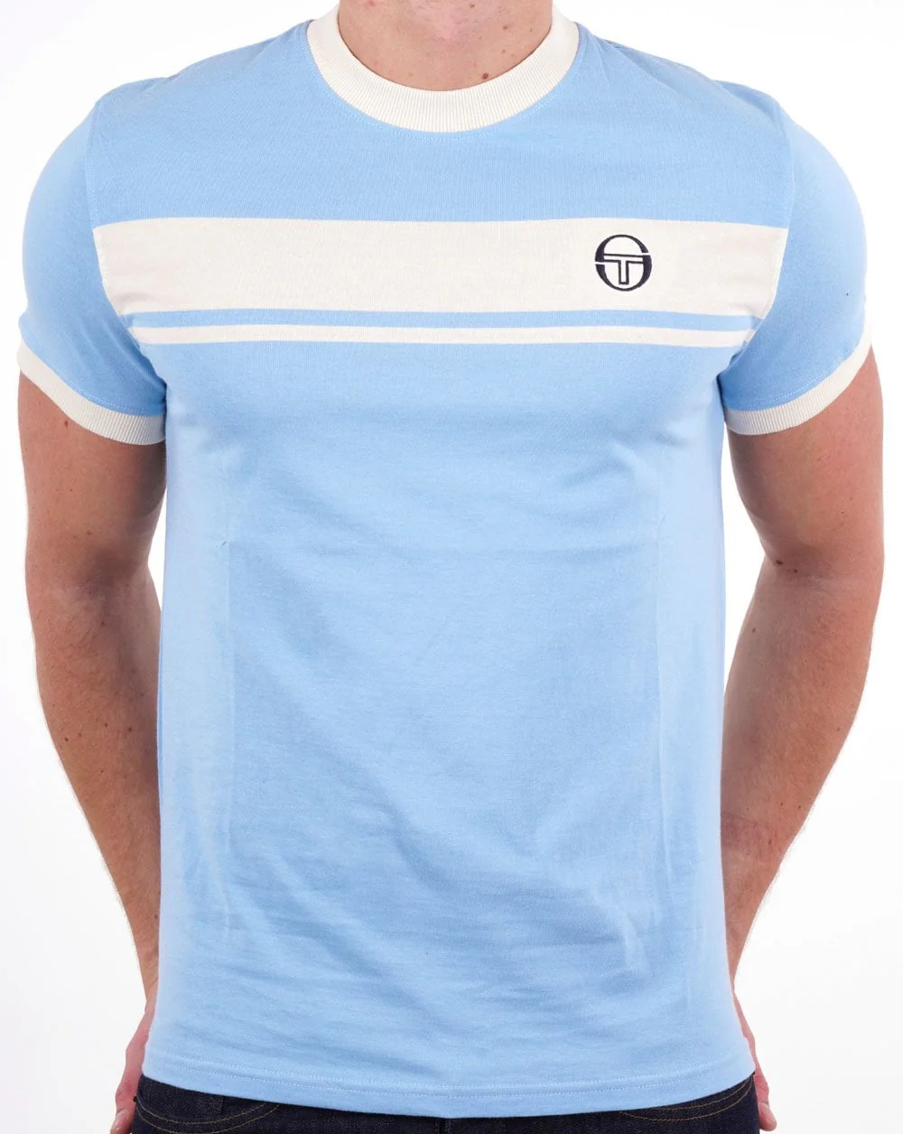 Sergio Tacchini Masters T Shirt Sky Blue/Gardenia