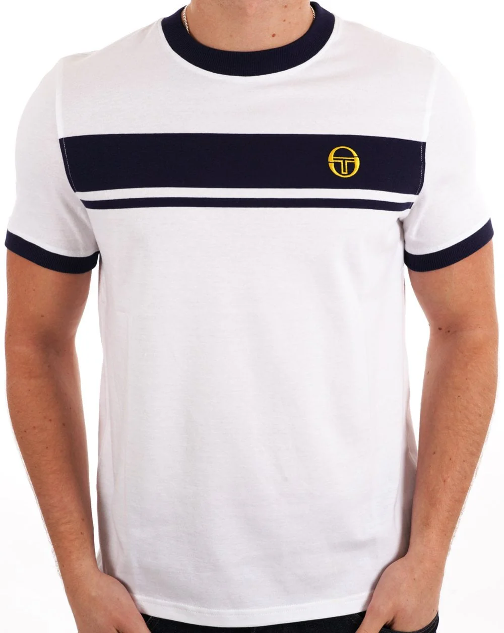 Sergio Tacchini Masters T Shirt White Navy - Image 3