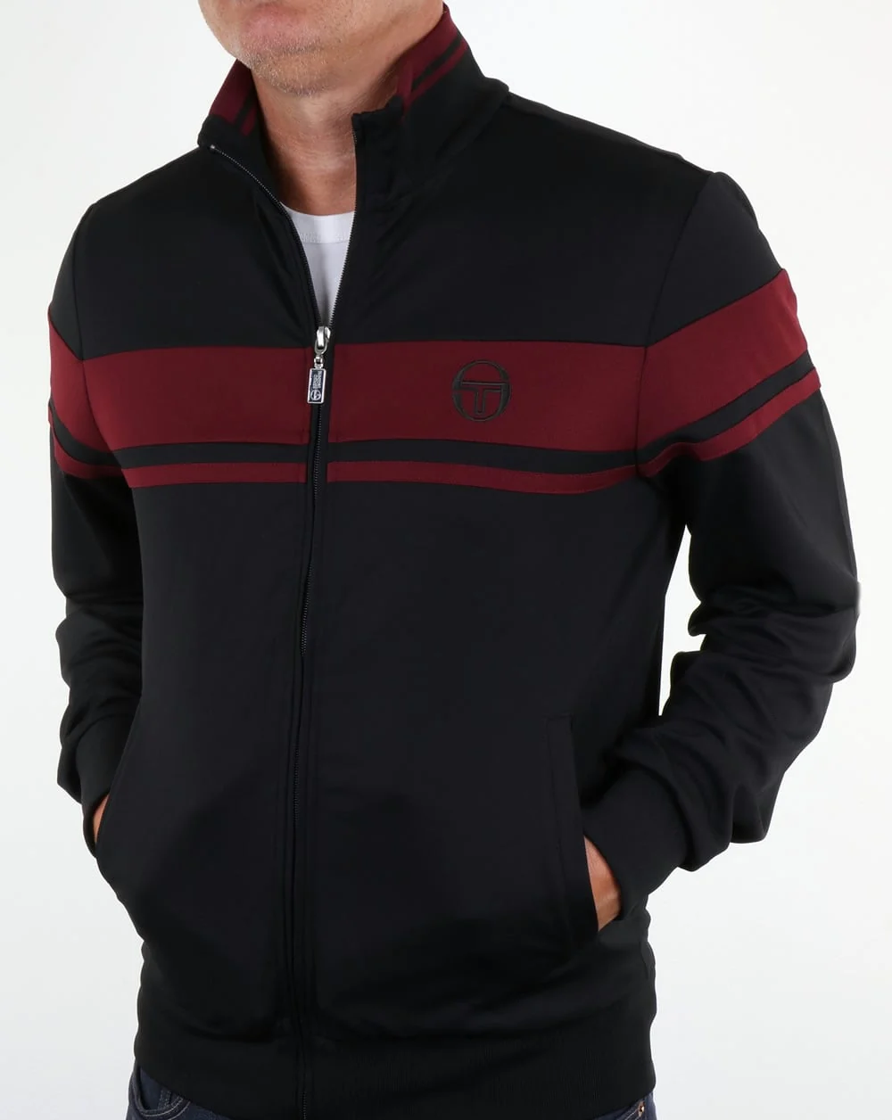 Sergio Tacchini Masters Track Top Black/Burgundy - Image 4