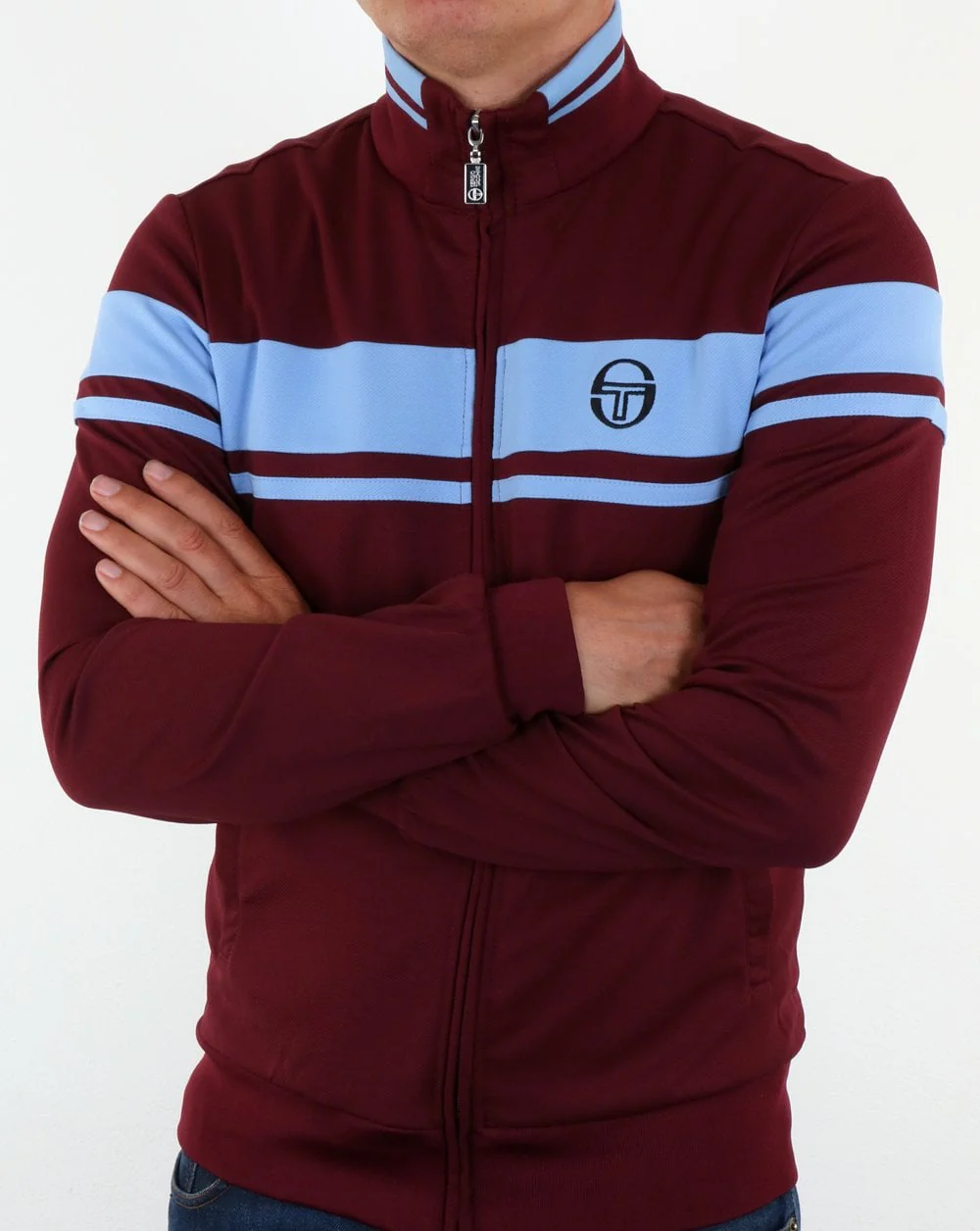 Sergio Tacchini Masters Track Top Claret/Sky Blue - Image 4