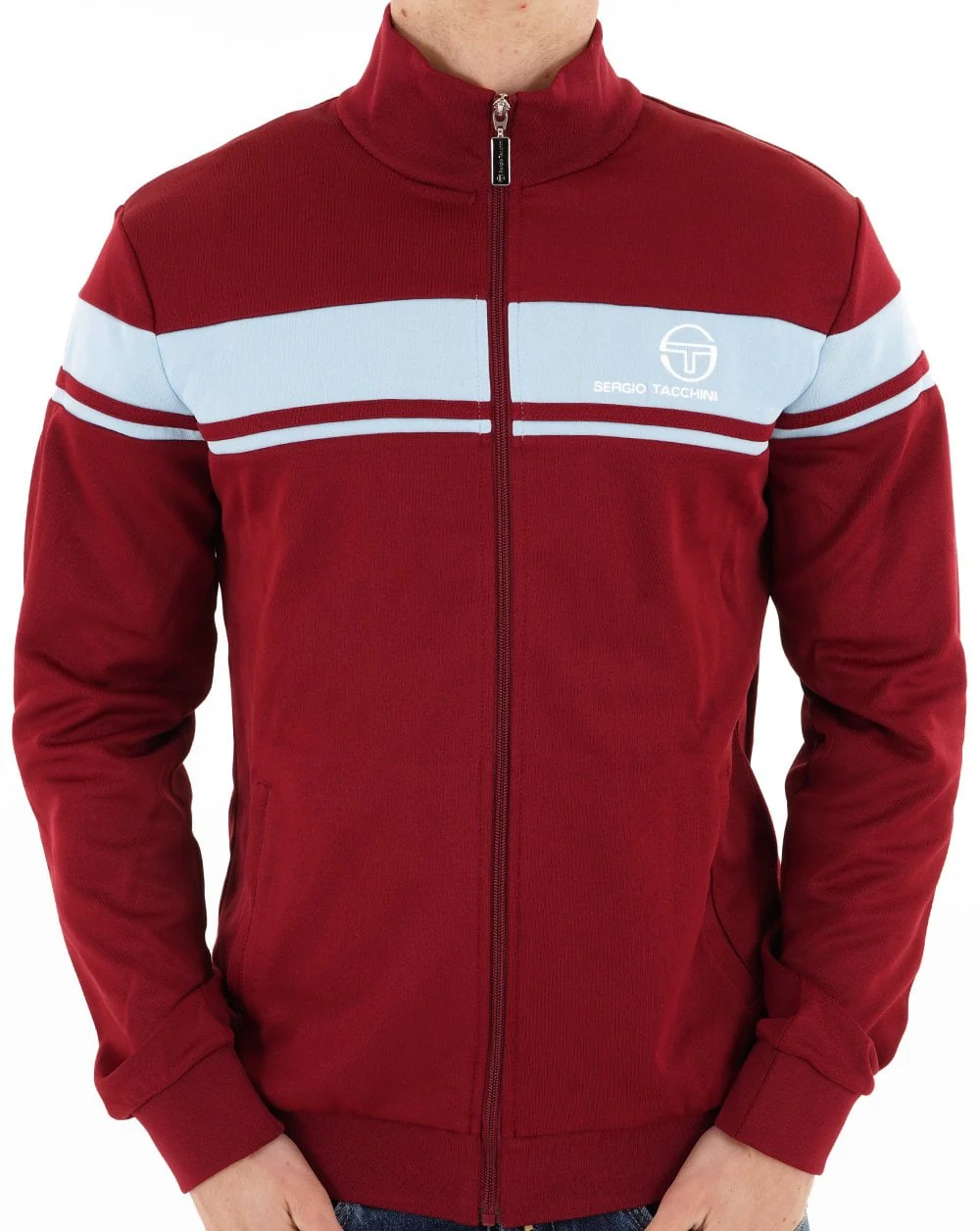 Sergio Tacchini Masters Track Top Claret/Sky Blue - Image 2