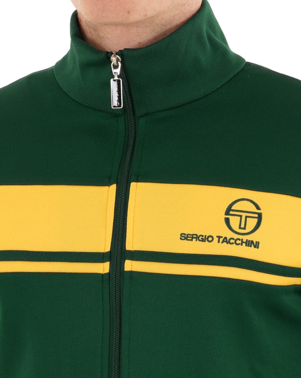 Sergio Tacchini Masters Track Top Deep Green / Yellow - Image 2
