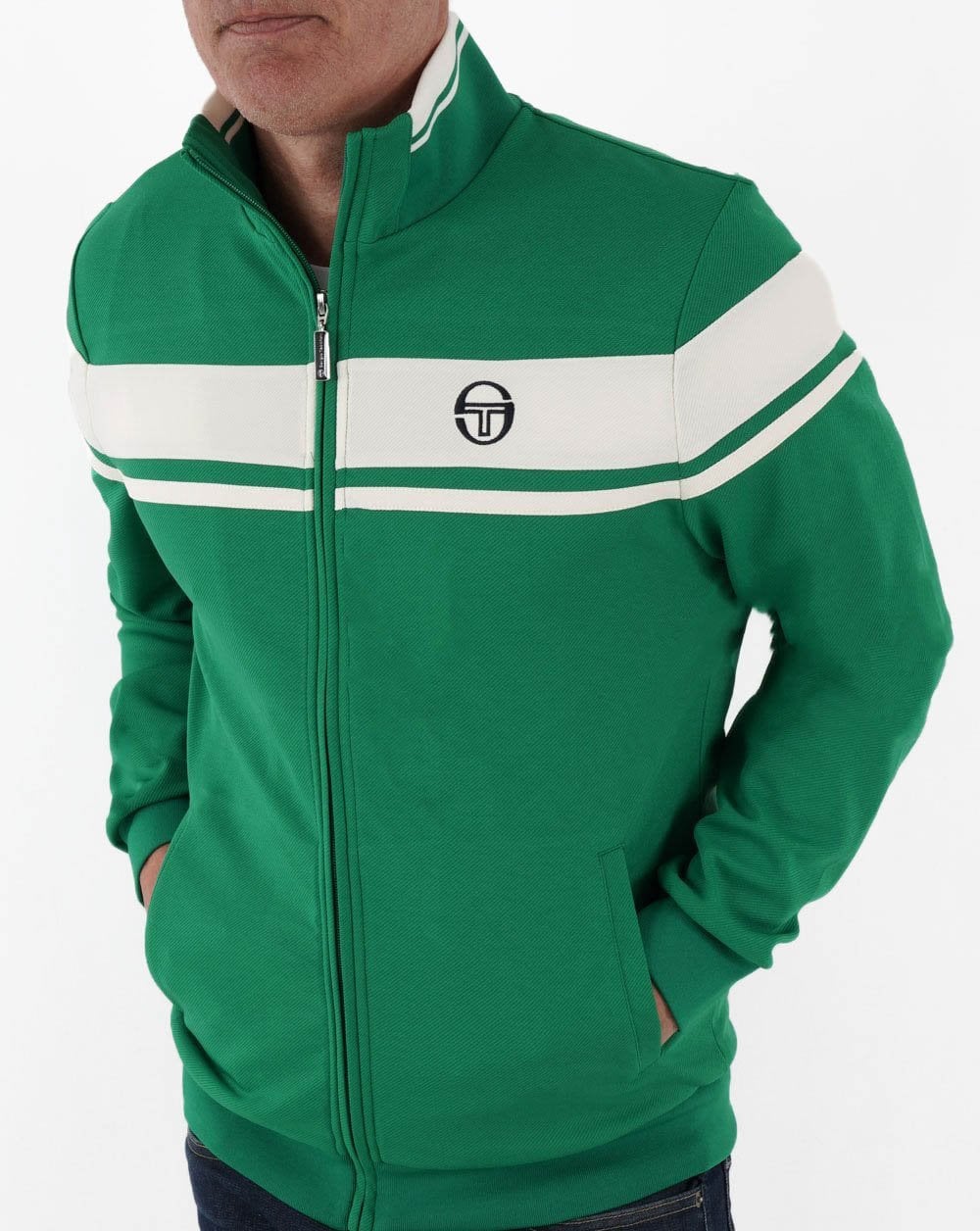 Sergio Tacchini Masters Track Top Green/Off White - Image 3
