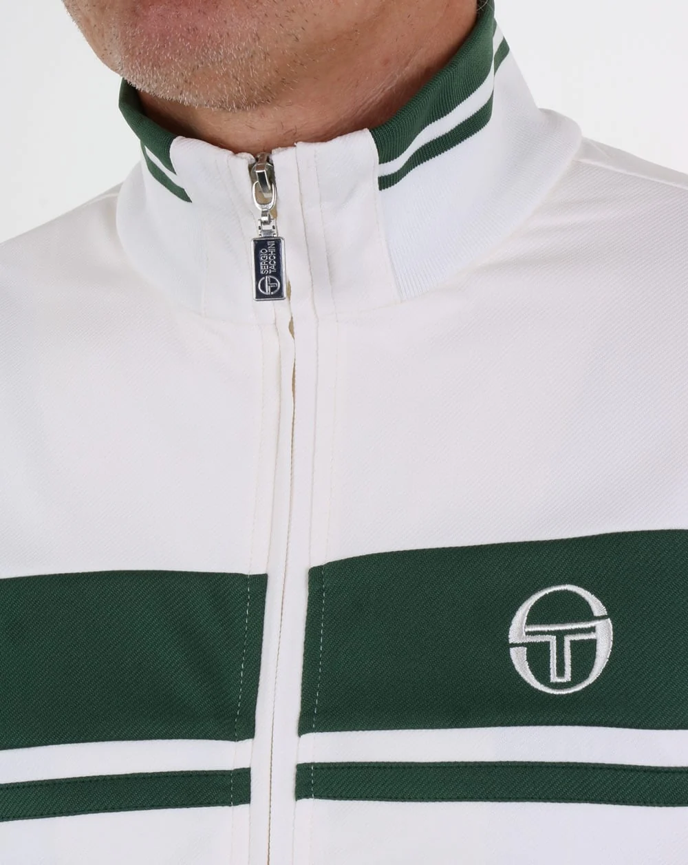 Sergio Tacchini Masters Track Top Ivory/Forest Green - Image 2