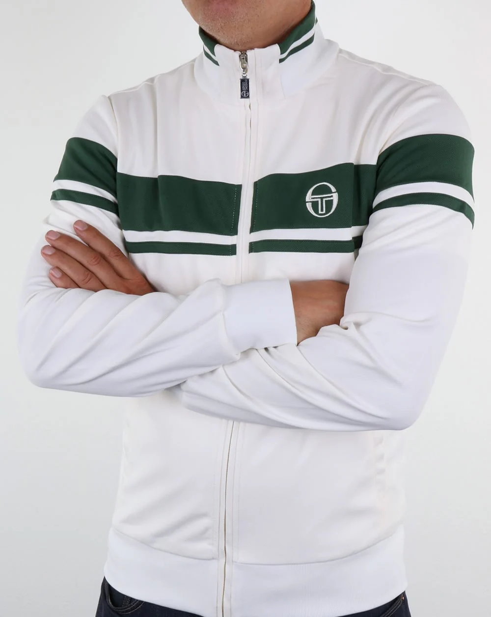 Sergio Tacchini Masters Track Top Ivory/Forest Green - Image 3