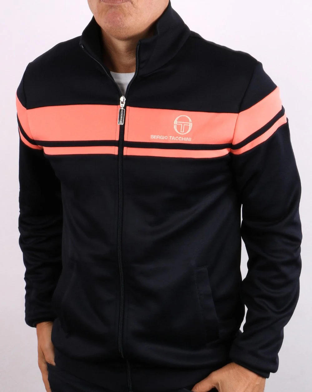 Sergio Tacchini Masters Track Top Navy/Coral - Image 3