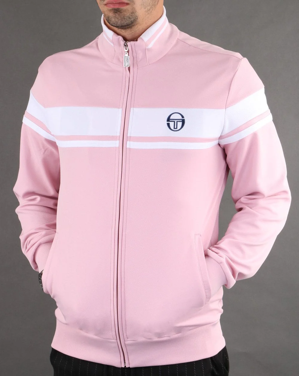 Sergio Tacchini Masters Track Top Pink/White - Image 3