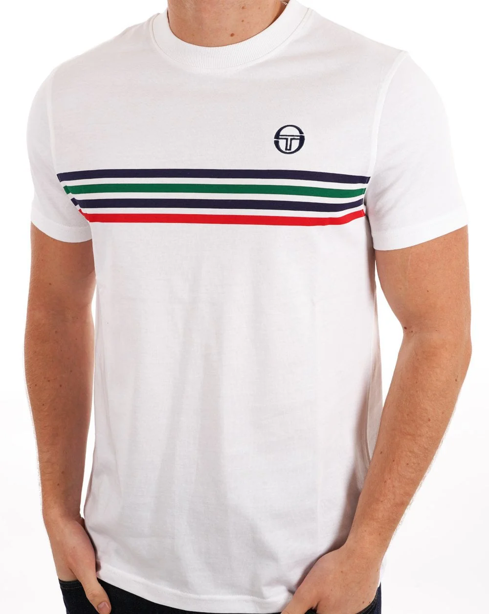 Sergio Tacchini Multi Stripe T Shirt White - Image 2