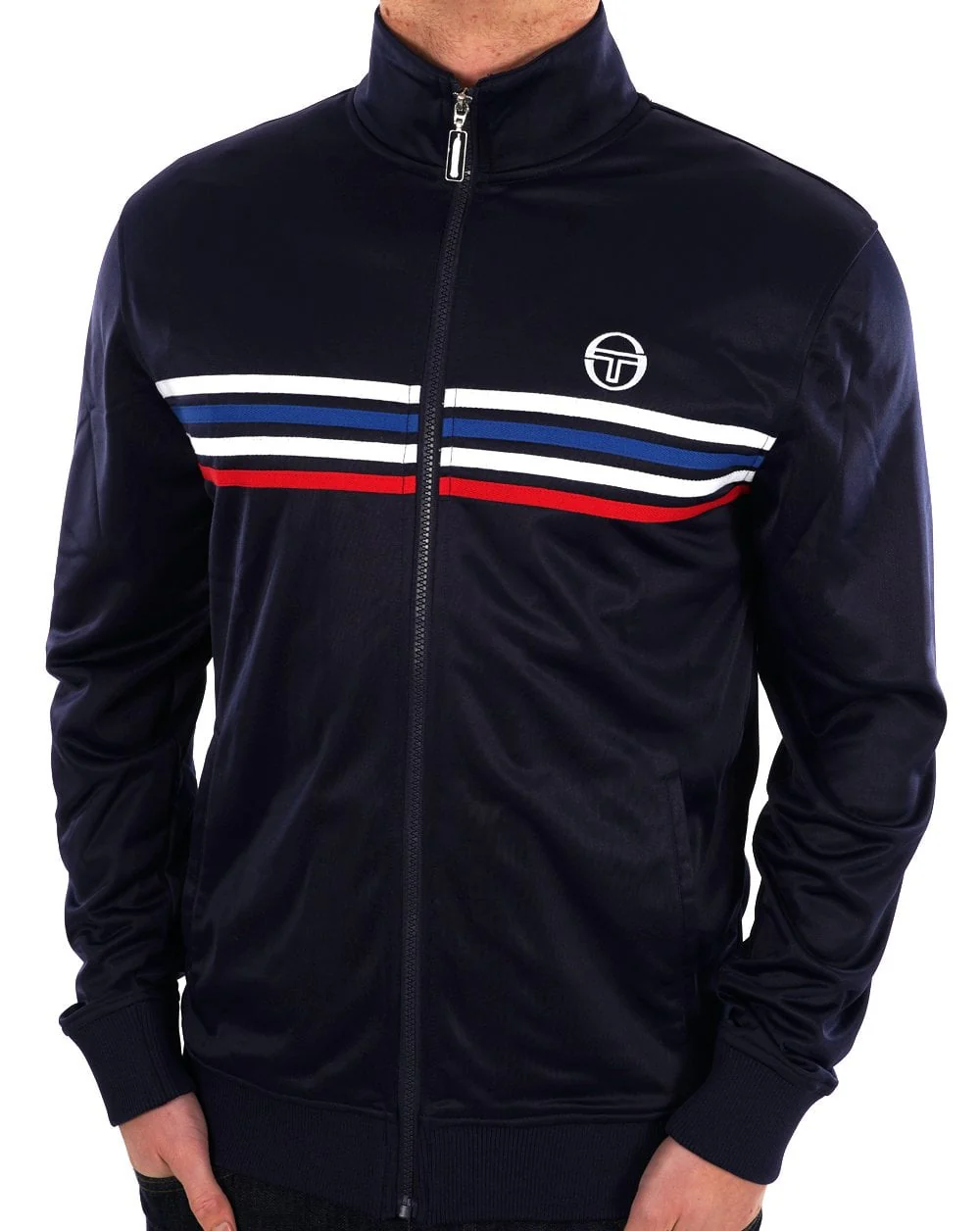 Sergio Tacchini Multi Stripe Track Top Navy Blue - Image 3