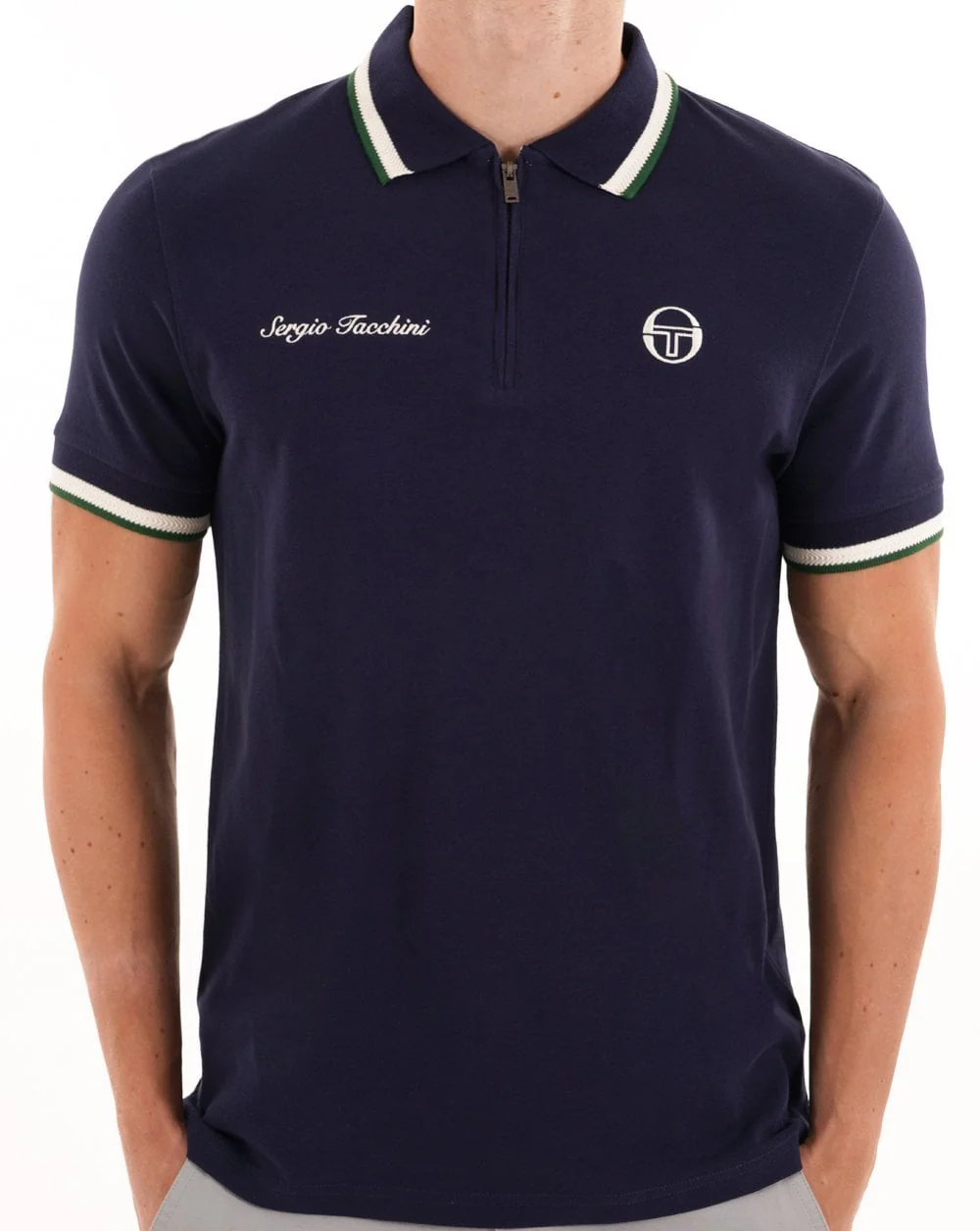Sergio Tacchini Nanto Zip Polo Shirt Navy Blue - Image 3
