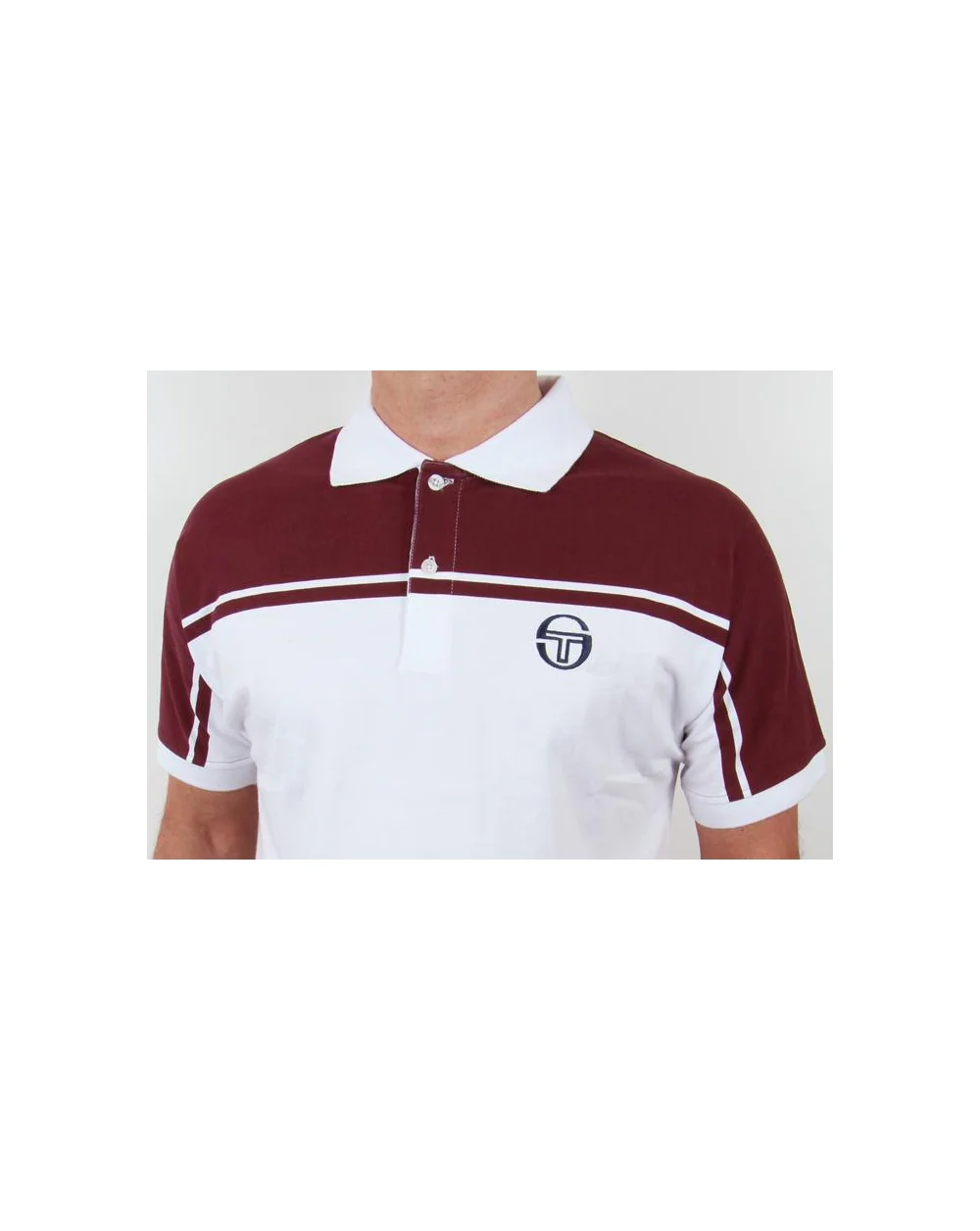 Sergio Tacchini New Young Line Polo Shirt White/burgundy - Image 3