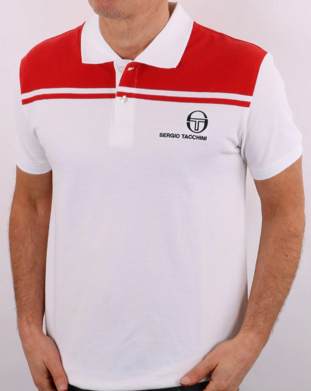 Sergio Tacchini New Young Line Polo Shirt White/Red - Image 4
