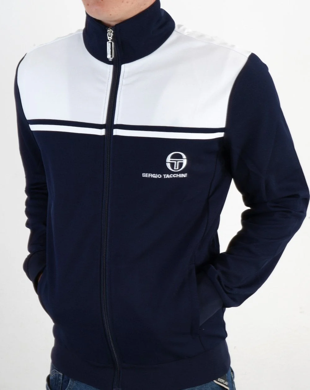 Sergio Tacchini New Young Line Track Top Navy Blue/White - Image 3