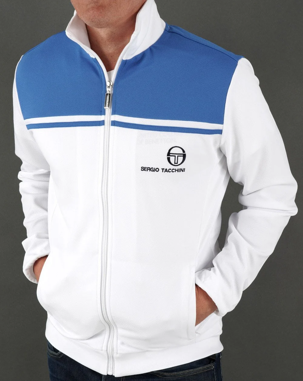 Sergio Tacchini New Young Line Track Top White/Blue - Image 4