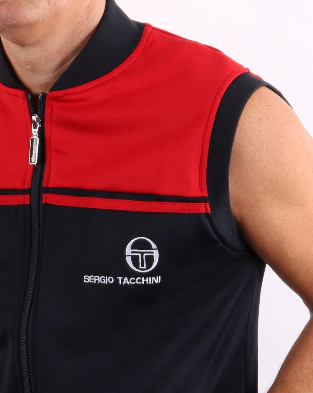 Sergio Tacchini NYL Sleeveless Track Top Navy/Red - Image 3