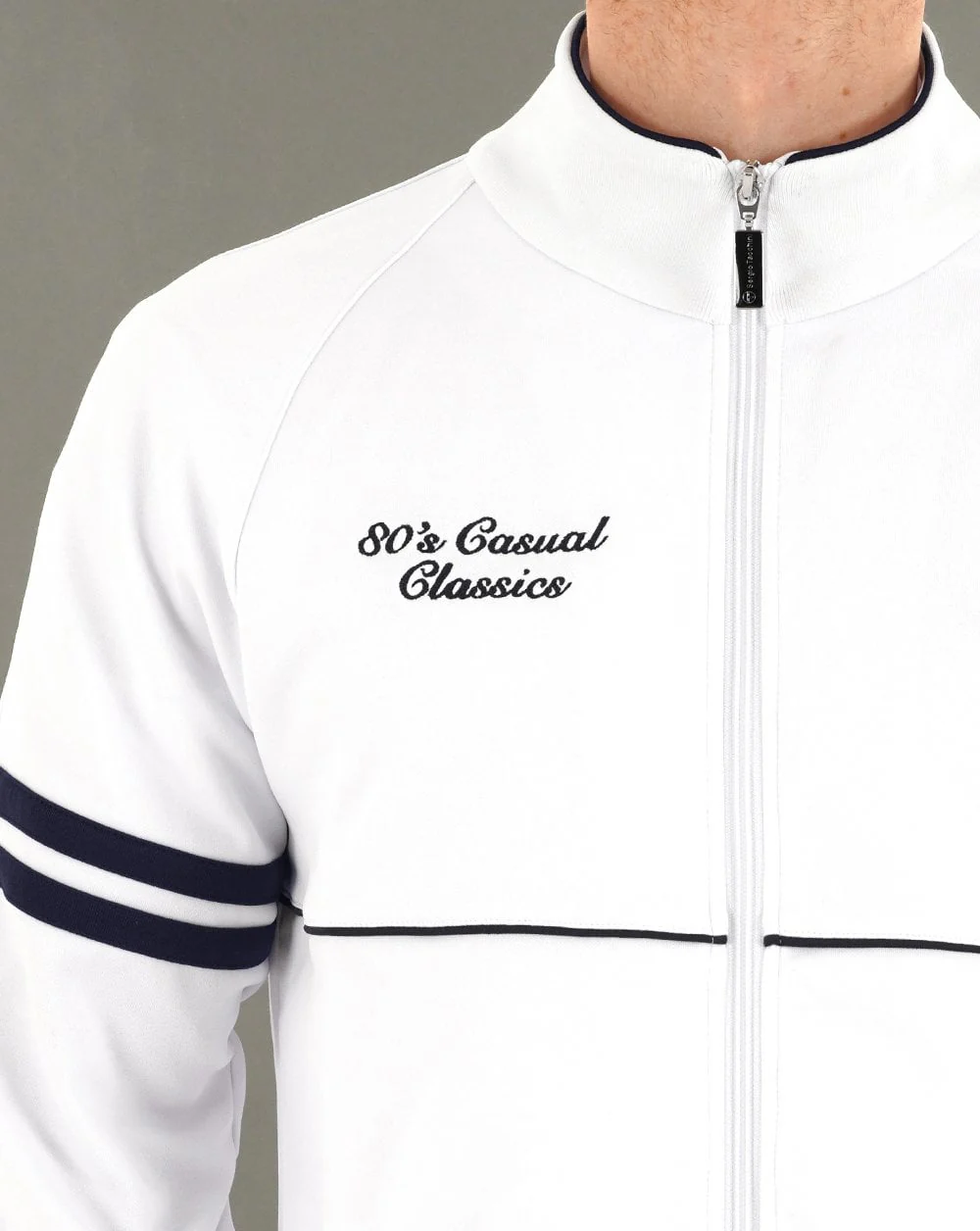 Sergio Tacchini Orion 80sCC Track Top White Navy - Image 2