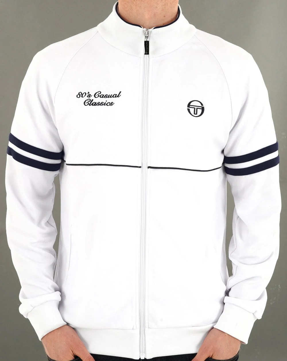 Sergio Tacchini Orion 80sCC Track Top White Navy - Image 3