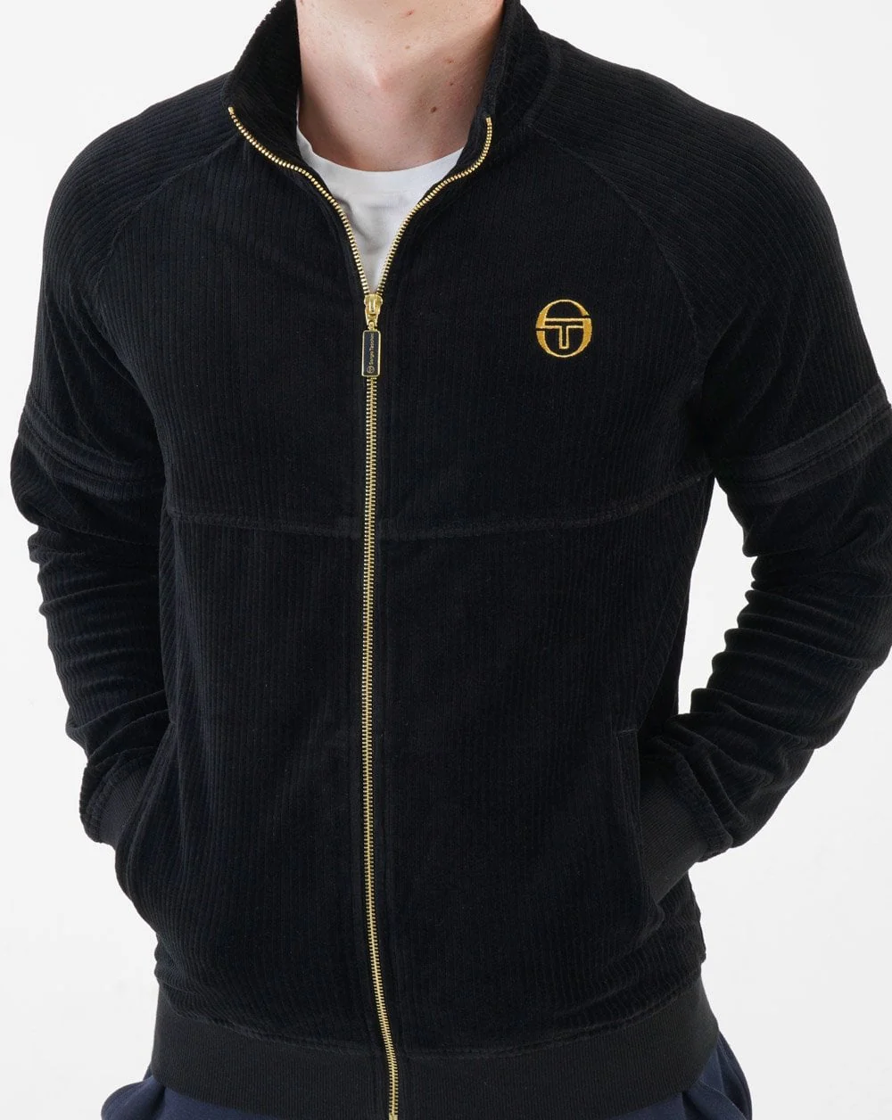 Sergio Tacchini Orion Rib Velour Track Top Black - Image 3