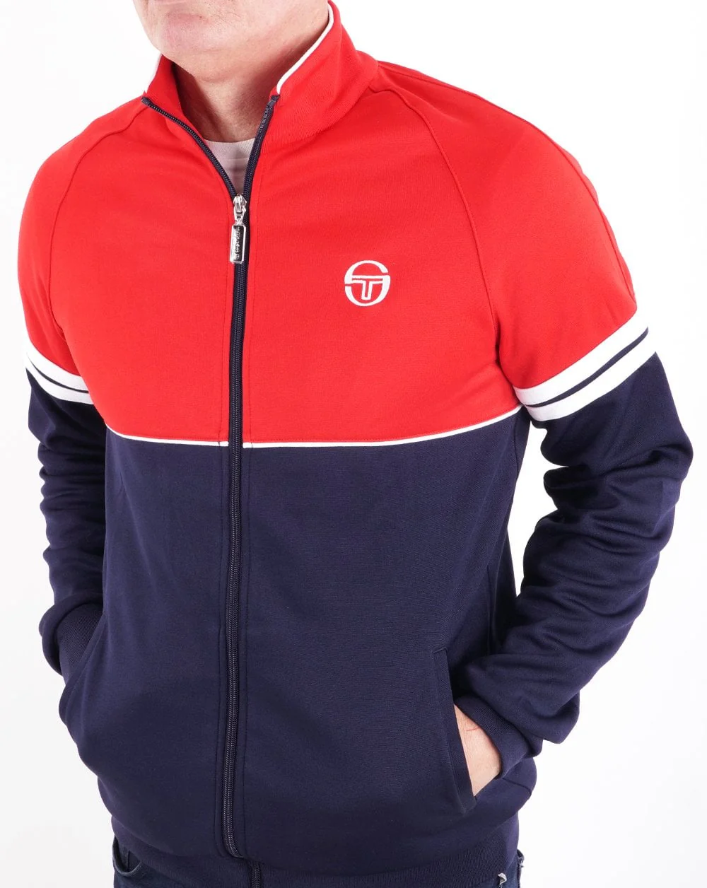 Sergio Tacchini Orion Track Top Red/Navy Blue - Image 2