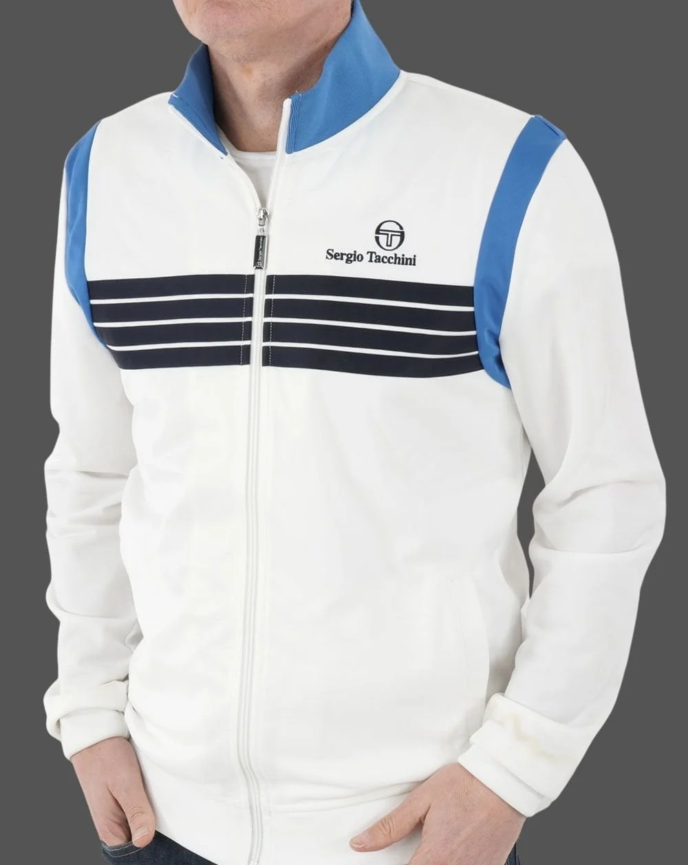 Sergio Tacchini Orlando Track Top White/Blue/Navy - Image 2