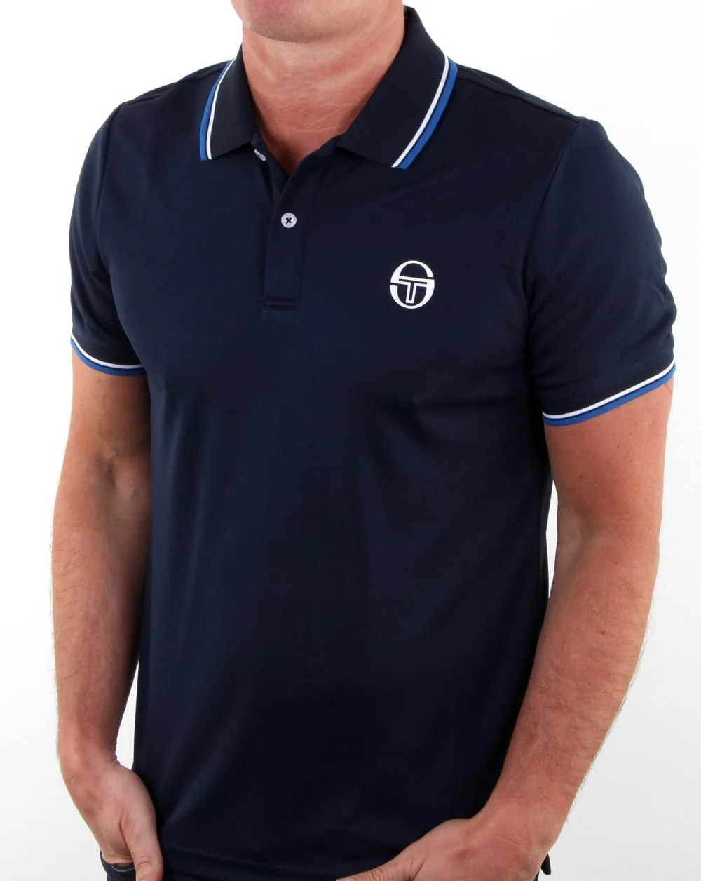 Sergio Tacchini Reed Polo Shirt Navy/white - Image 3