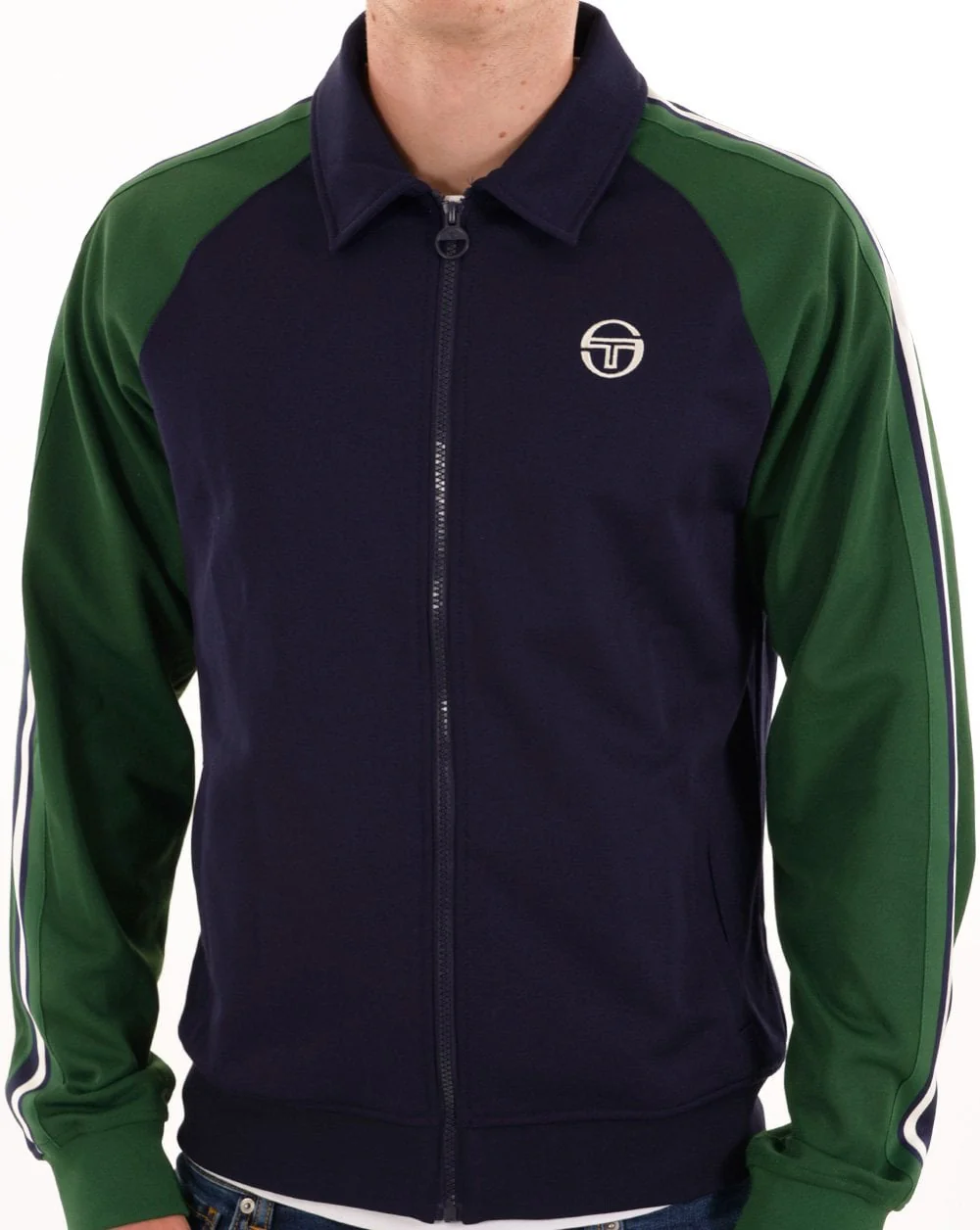 Sergio Tacchini Renshaw 70s Track Top Navy Green - Image 2