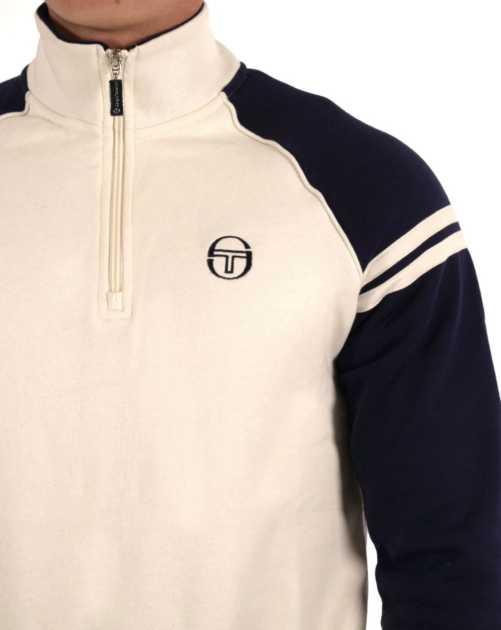Sergio Tacchini Retro Qtr Zip Gardenia Navy - Image 3
